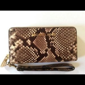 Michael Kors Snakeskin Zip Around Wallet/Wristlet
